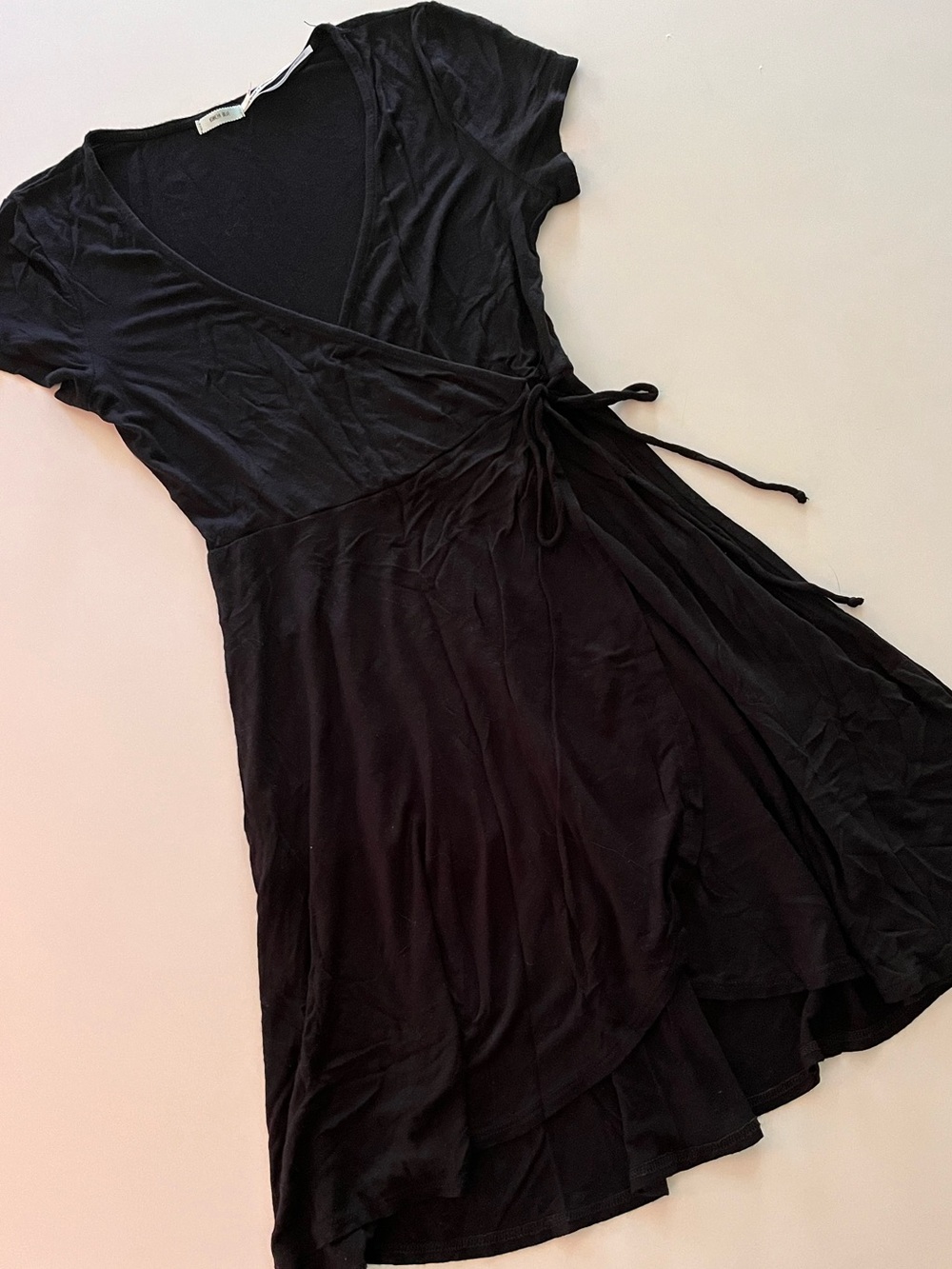 Kimchi Blue Black Wrap Dress, Short Sleeve Tie-Waist, Balletcore, EUC, Size XS